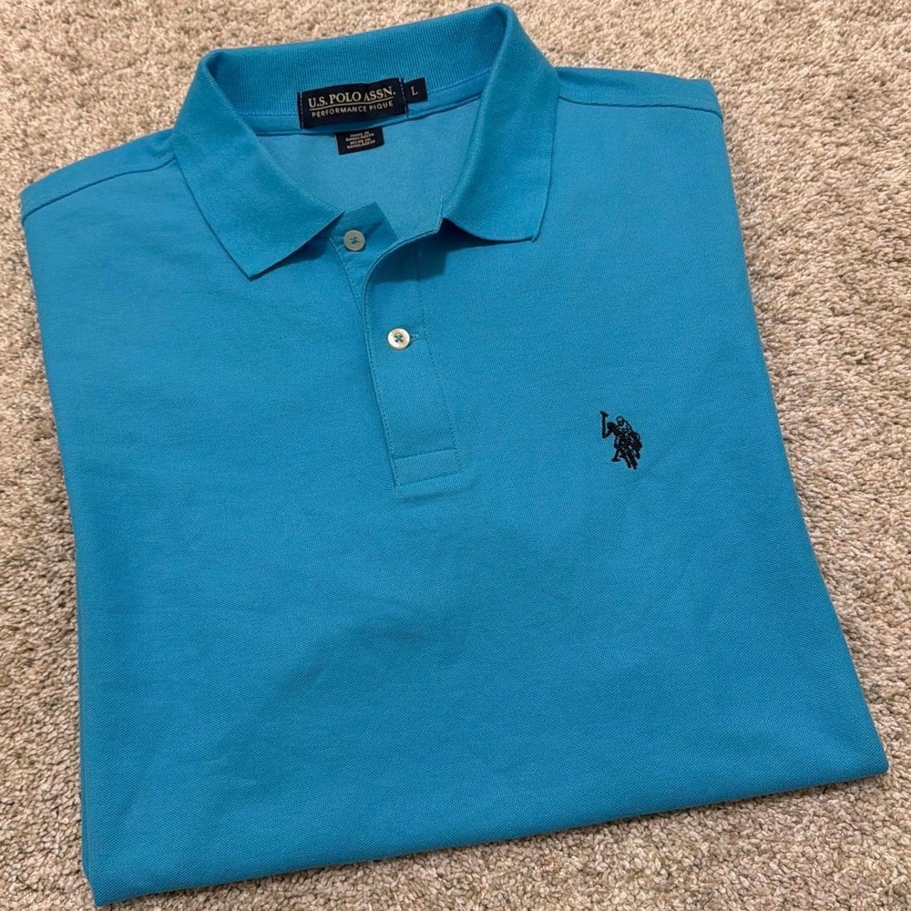 Y2K Vintage U.S. Polo Assn. Performance Pique Polo Shirt | Teal Blue | Large